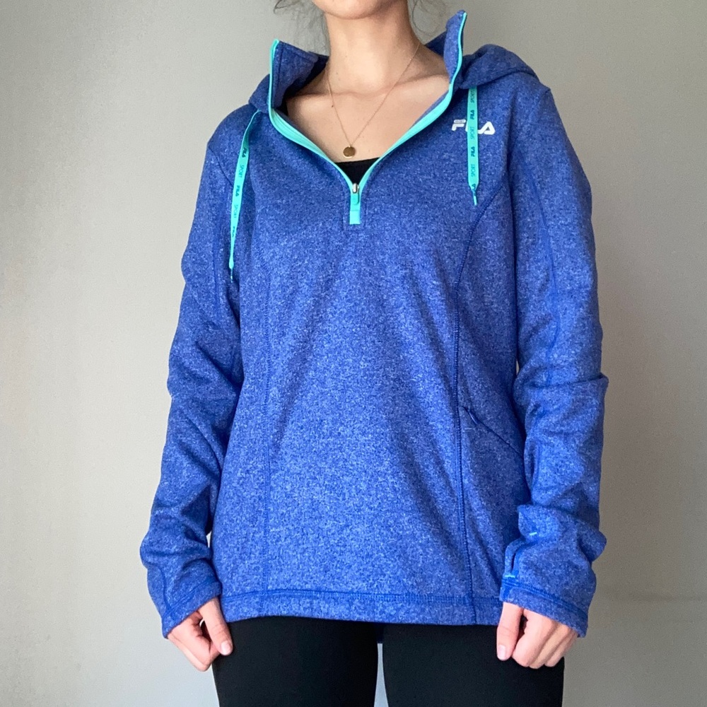 Bright Blue Fila Fleece Lined Pullover Sweatshirt